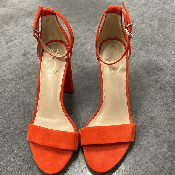 NWOB $130 Sam Edelman Yaro Suede Sandal Red/Orange - Picture 9 of 9
